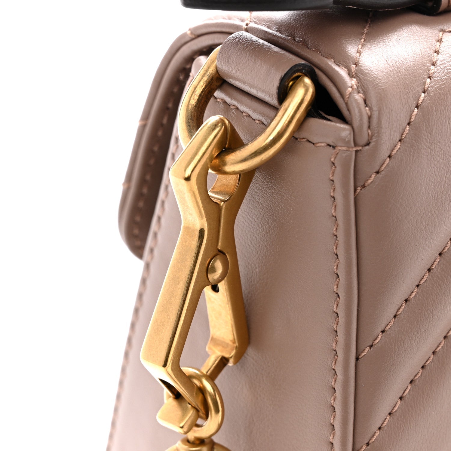 Gucci Calfskin Matelasse Mini GG Marmont Top Handle Shoulder Bag Porcelain Rose