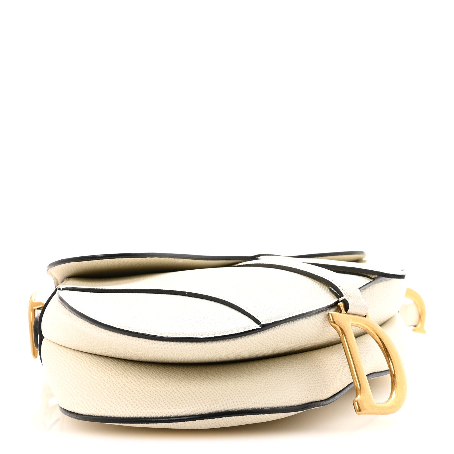 Christian Dior Grained Calfskin Saddle Bag White