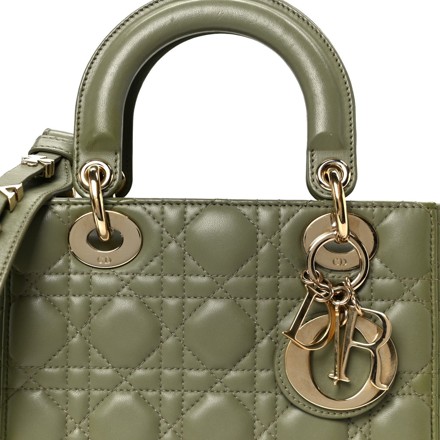 Christian Dior Lambskin Cannage Small My ABCDior Lady Dior Peyote Green