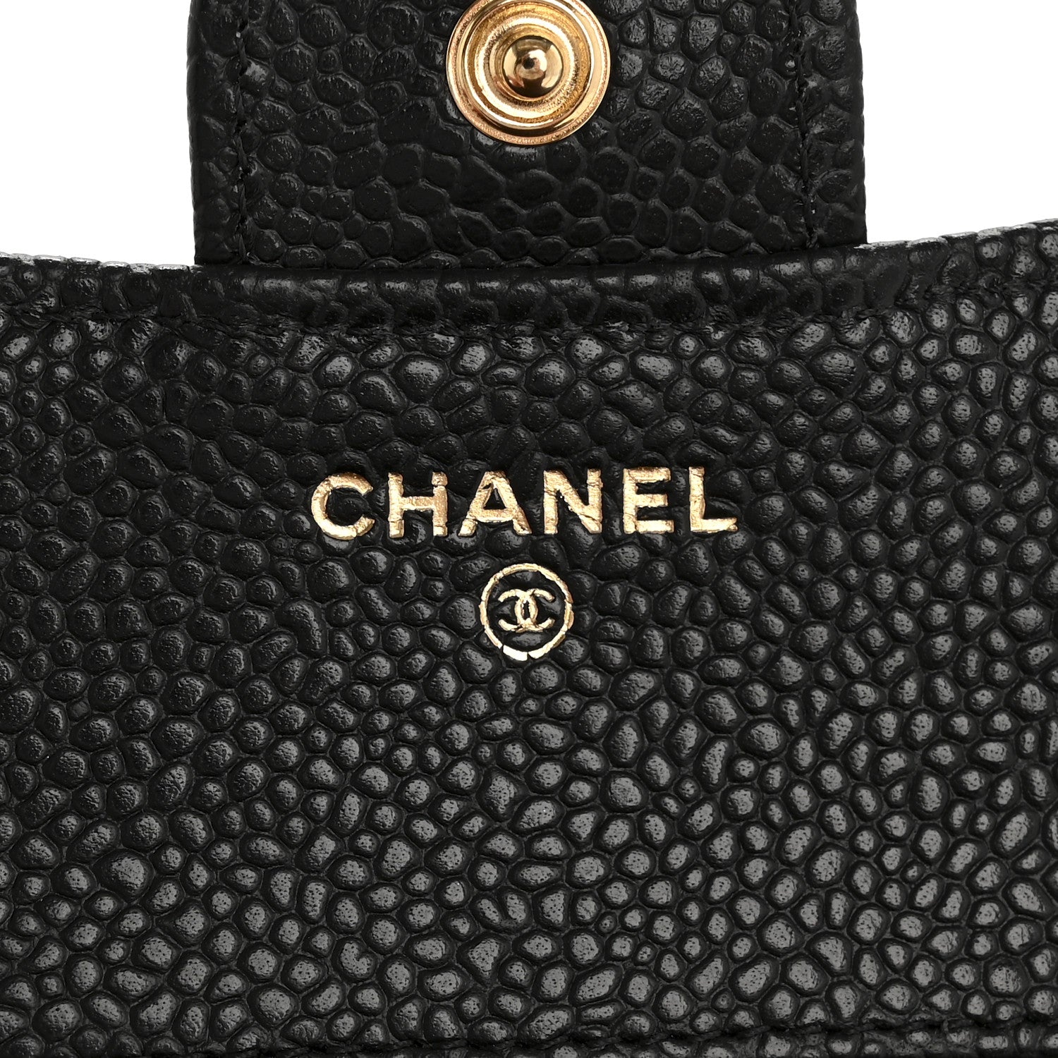 Caviar Quilted Compact Flap Wallet Black