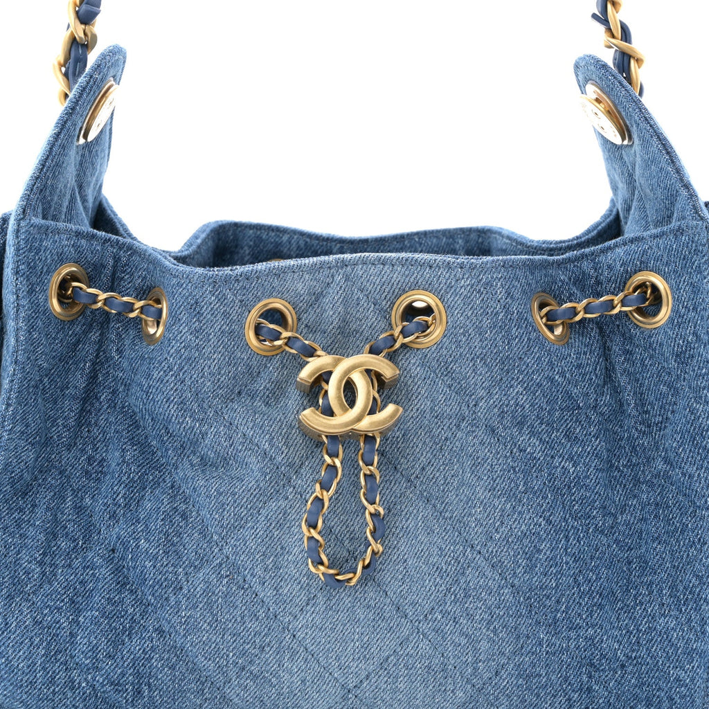 Chanel Washed Denim Quilted Mini Chanel 25 Handbag Blue