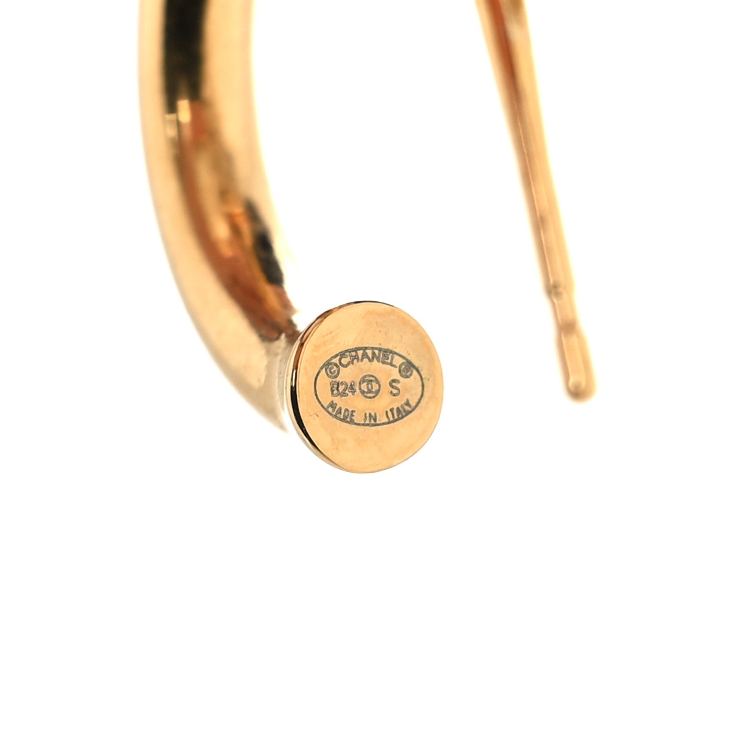 Pearl Metal CC Hoop Drop Earrings Gold Black White