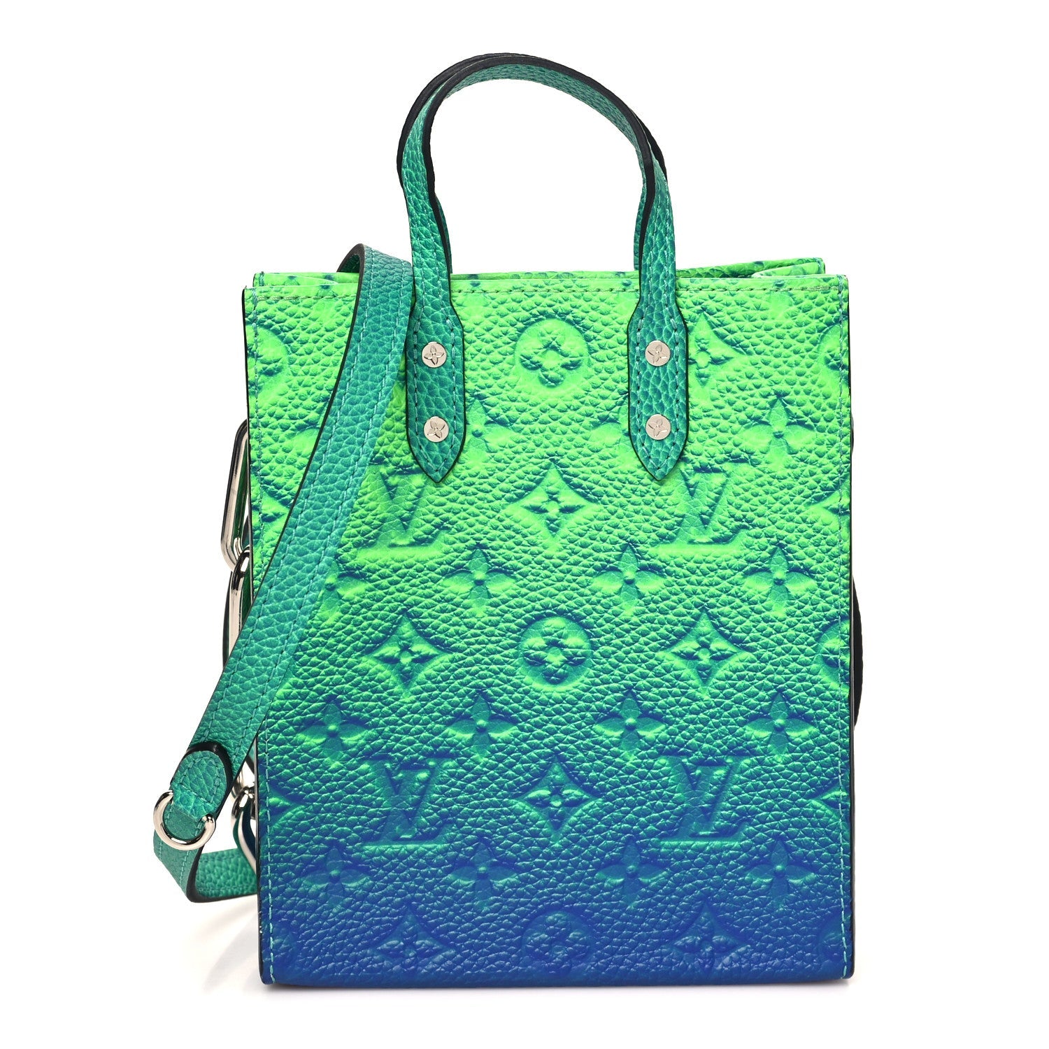Louis Vuitton Taurillon Illusion Sac Plat XS Bleu Vert