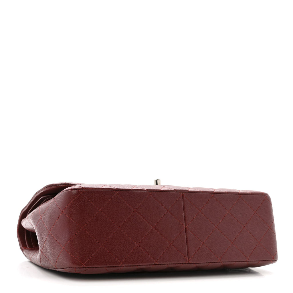 Chanel Caviar Quilted Jumbo Double Flap Dark Red