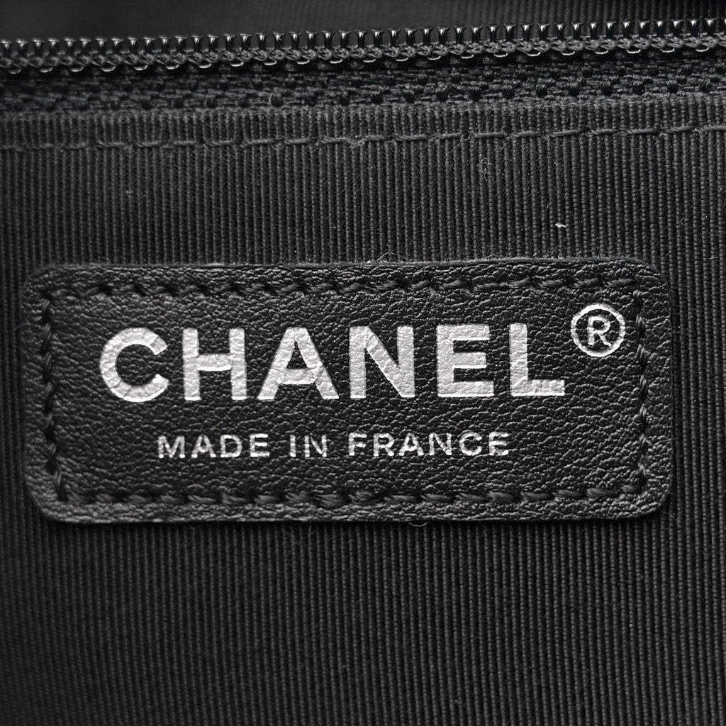 Chanel Caviar Chevron Quilted Large Shopping Tote Tote Black
