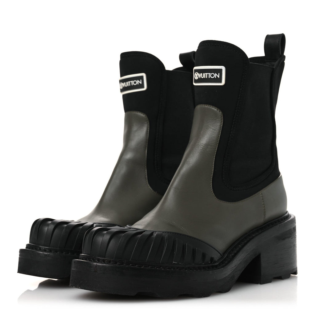 Louis Vuitton Calfskin Beaubourg Ankle Boots 39 Black Green