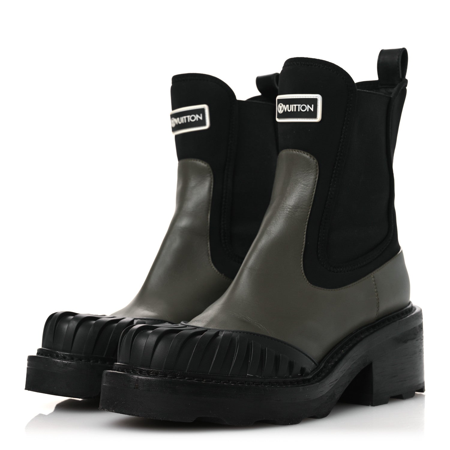 Louis Vuitton Calfskin Beaubourg Ankle Boots 39 Black Green