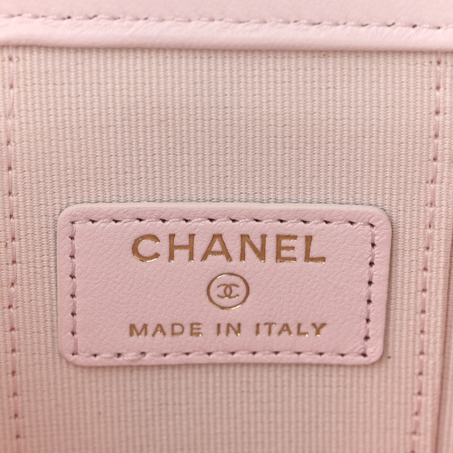 Chanel Lambskin Quilted Mini Vanity Case With Pearl Chain Light Pink