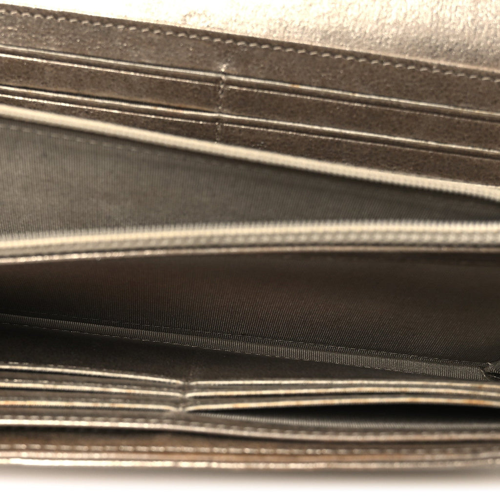 Iridescent Calfskin Quilted Boy Flap Wallet Dark Gold