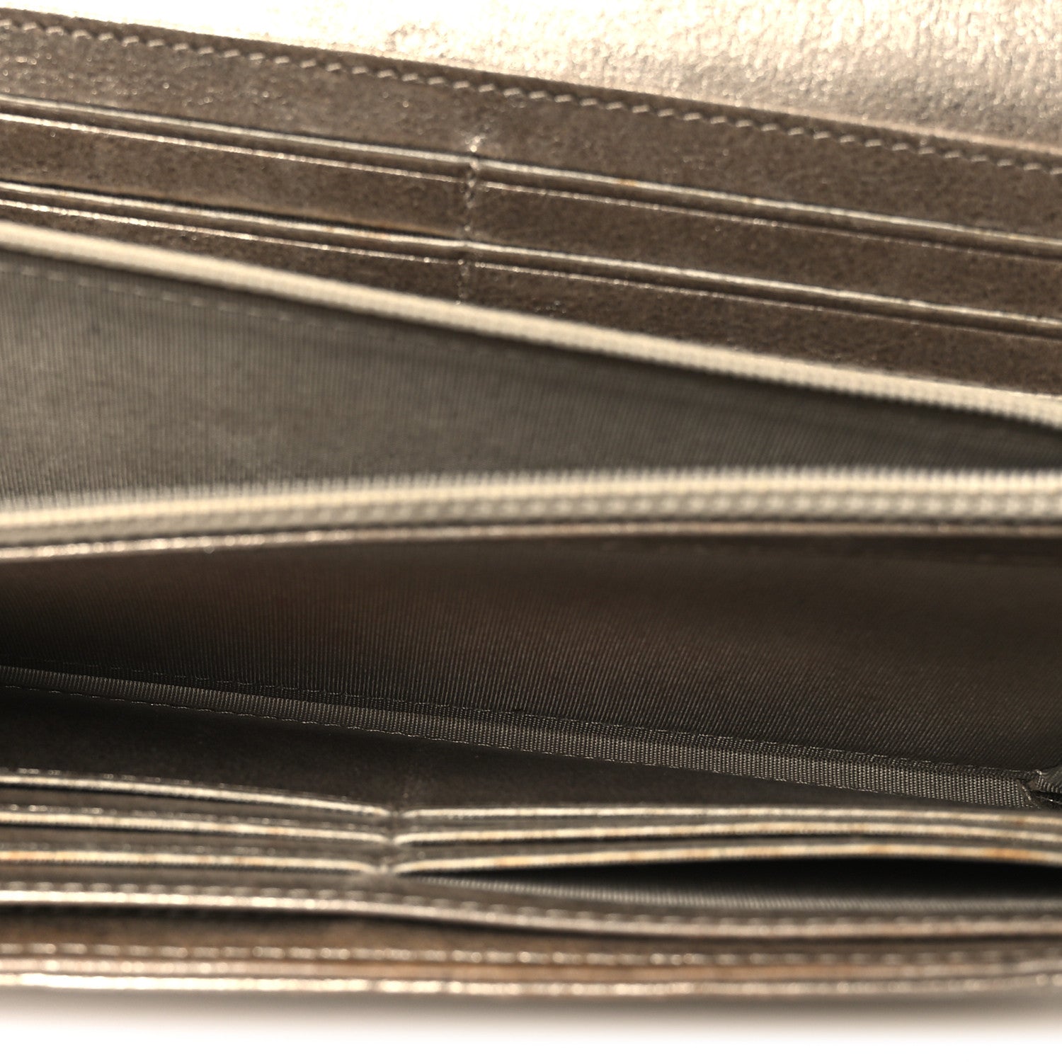 Iridescent Calfskin Quilted Boy Flap Wallet Dark Gold