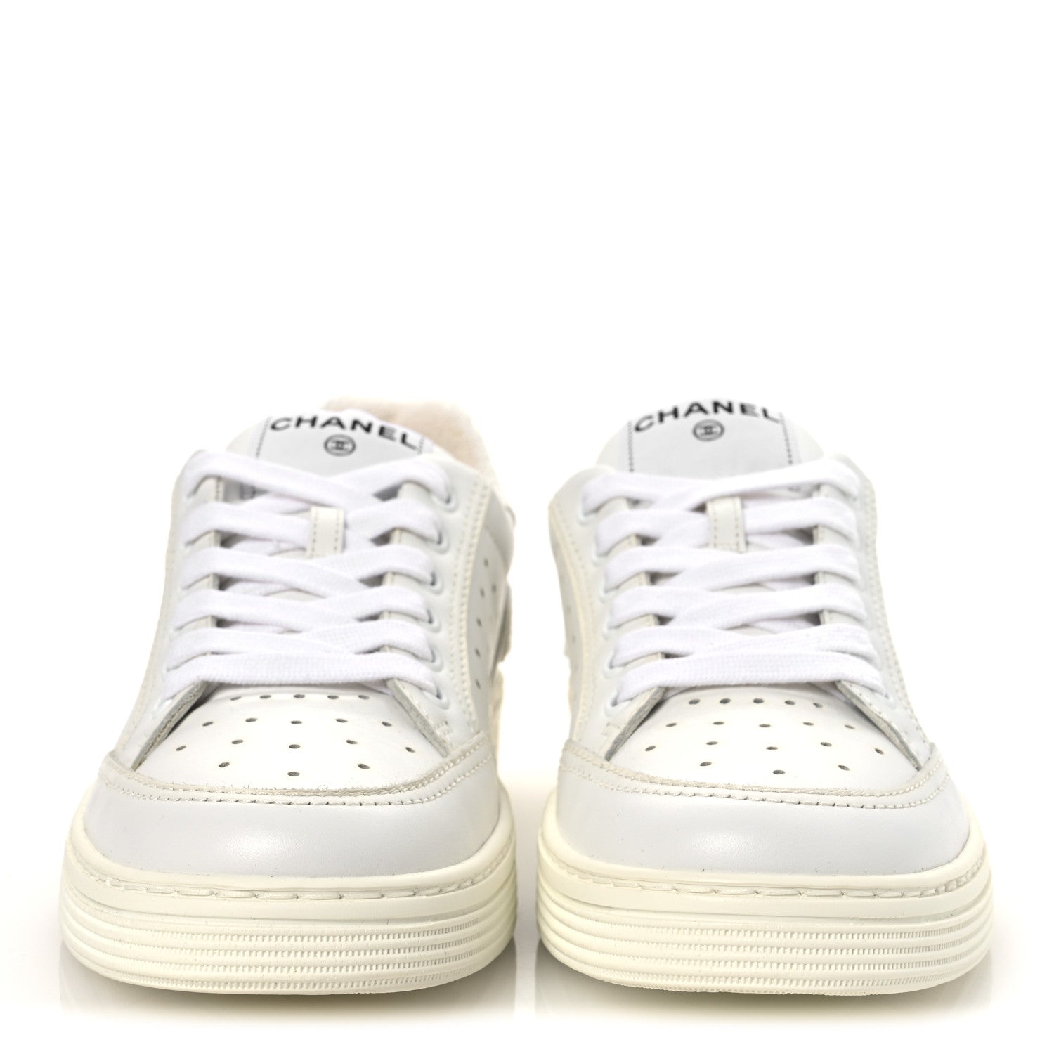 Calfskin Womens Logo Sneakers 38 White