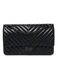 Chanel Aged Calfskin Chevron Quilted 2.55 Reissue 225 Flap So Black