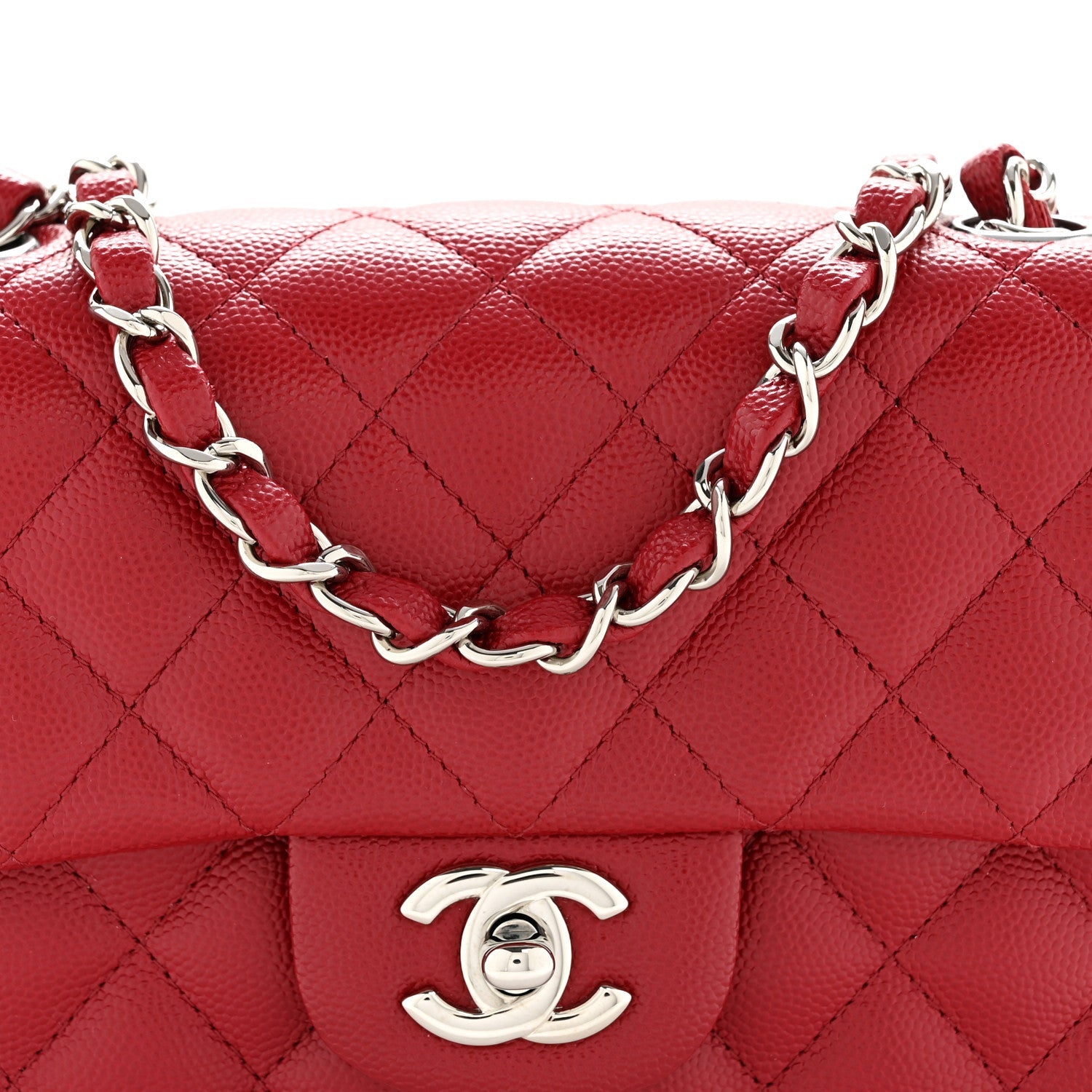 Chanel Caviar Quilted Mini Rectangular Flap Dark Red