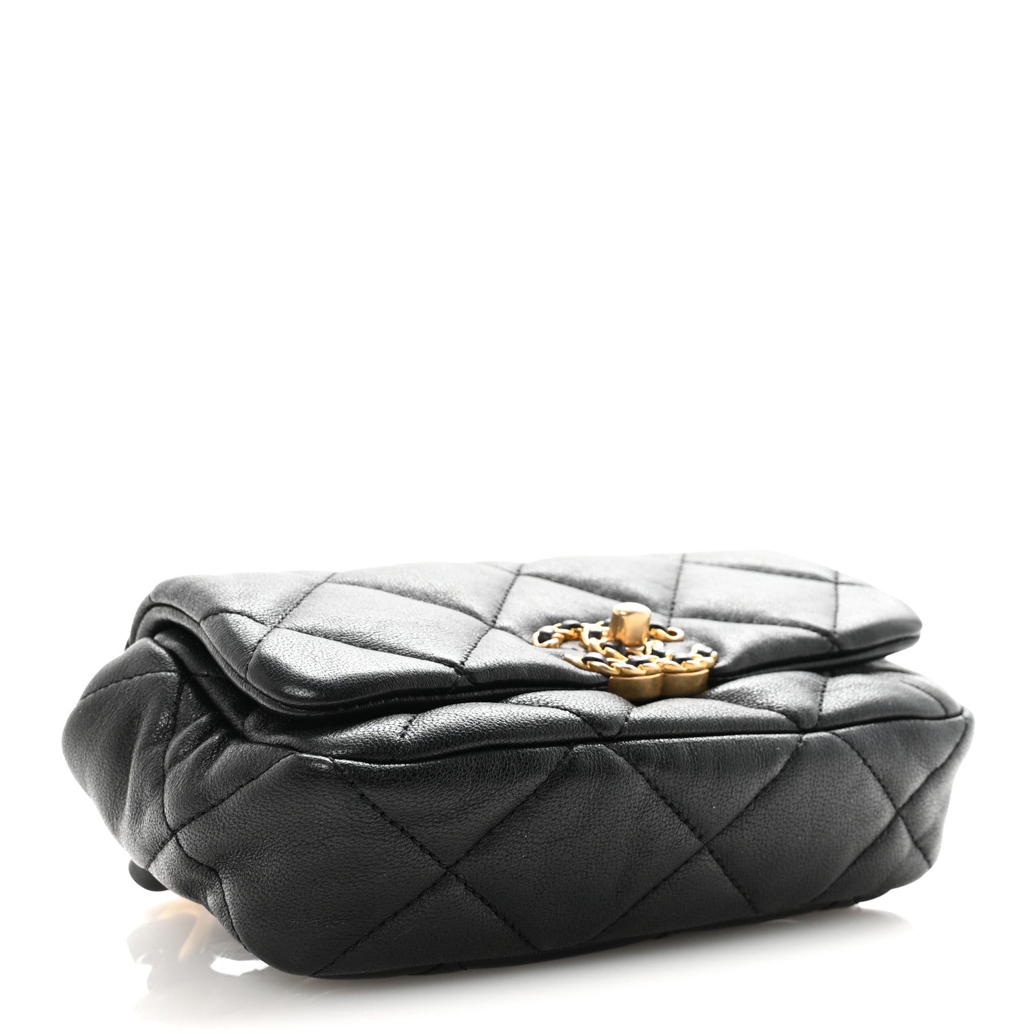 Chanel Goatskin Quilted Chanel 19 Waist Bag Black