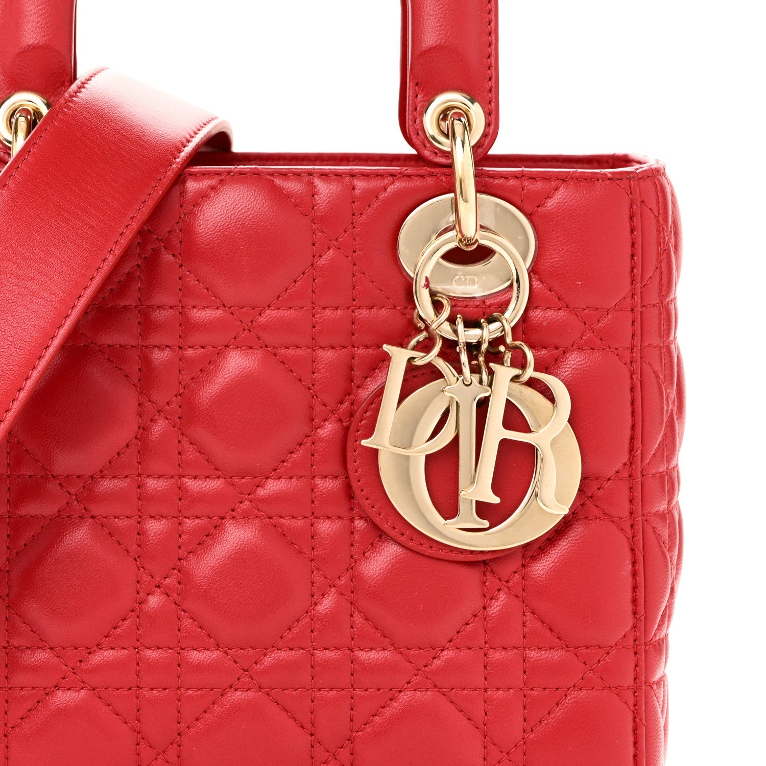 Christian Dior Lambskin Cannage Small Lucky Badges My Lady Dior Red