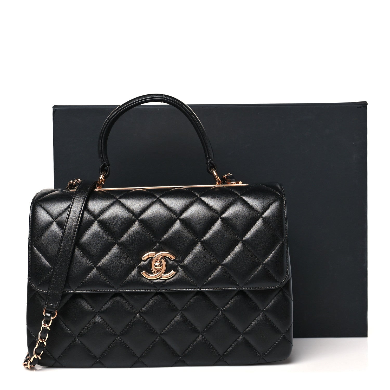 Chanel Lambskin Quilted Medium Trendy CC Flap Dual Handle Bag Black