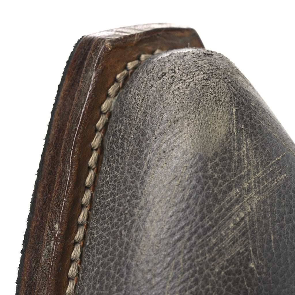 Prada Antique Calfskin Mens Buckle Loafers 9.5 Mercurio