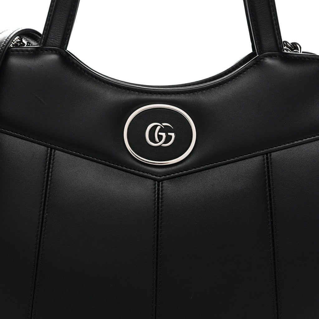 Gucci Calfskin Petite GG Small Tote Bag Black