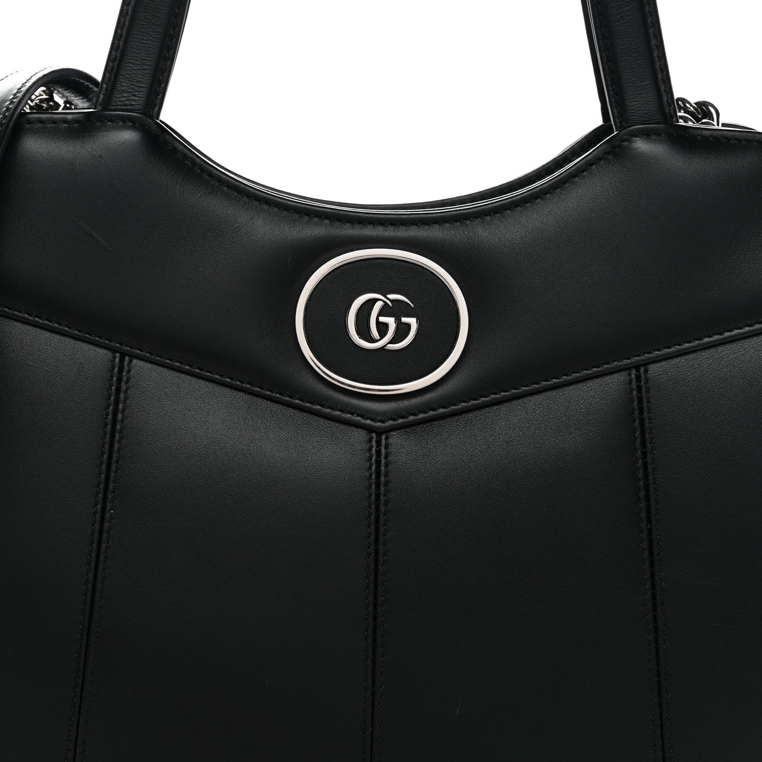 Gucci Calfskin Petite GG Small Tote Bag Black