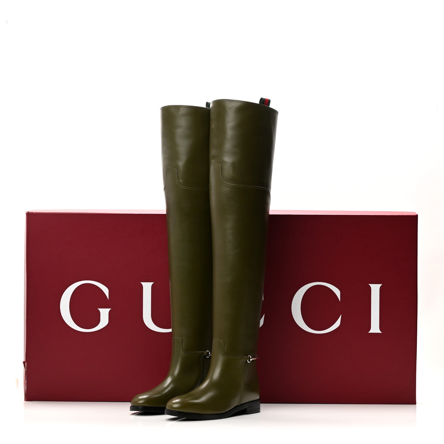 Gucci Marot Lux Slim Horsebit Over The Knee 38 Luscious Green