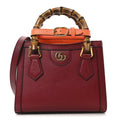 Gucci Wonka Grain Calfskin Mini Diana Tote Bag Dark Red Orange Fluo