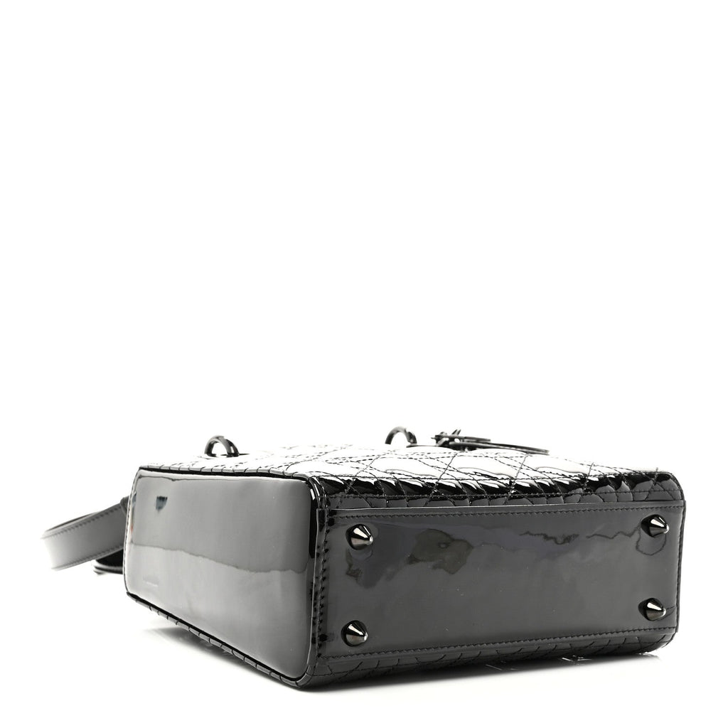 Christian Dior Ultraglossy Patent Cannage Small Lady Dior Black