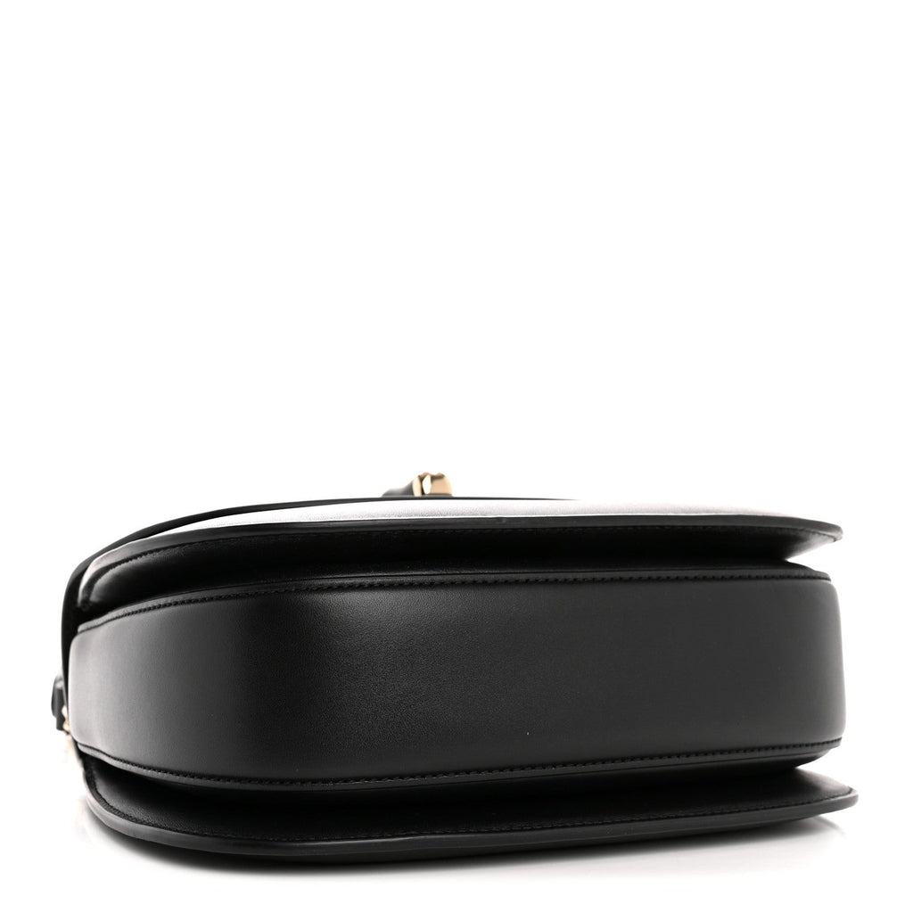 Gucci Boarded Dyana Lux Calfskin Web Monochrome Small Bamboo 1947 Top Handle Bag Black