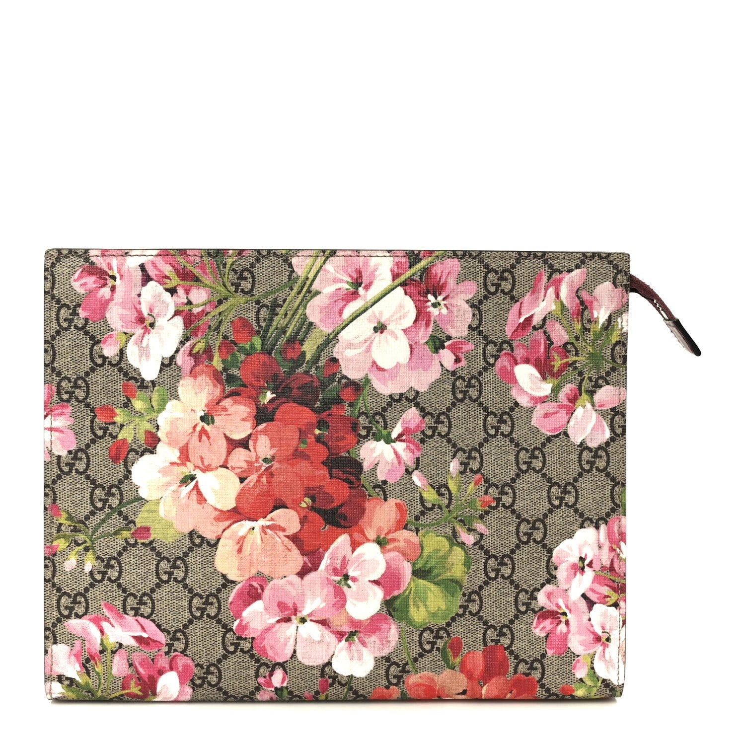 Gucci GG Supreme Monogram Blooms Large Cosmetic Case Beige Multicolor Dry Rose