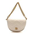 Gucci Calfskin Matelasse Mini GG Marmont Chain Belt Bag Mystic White