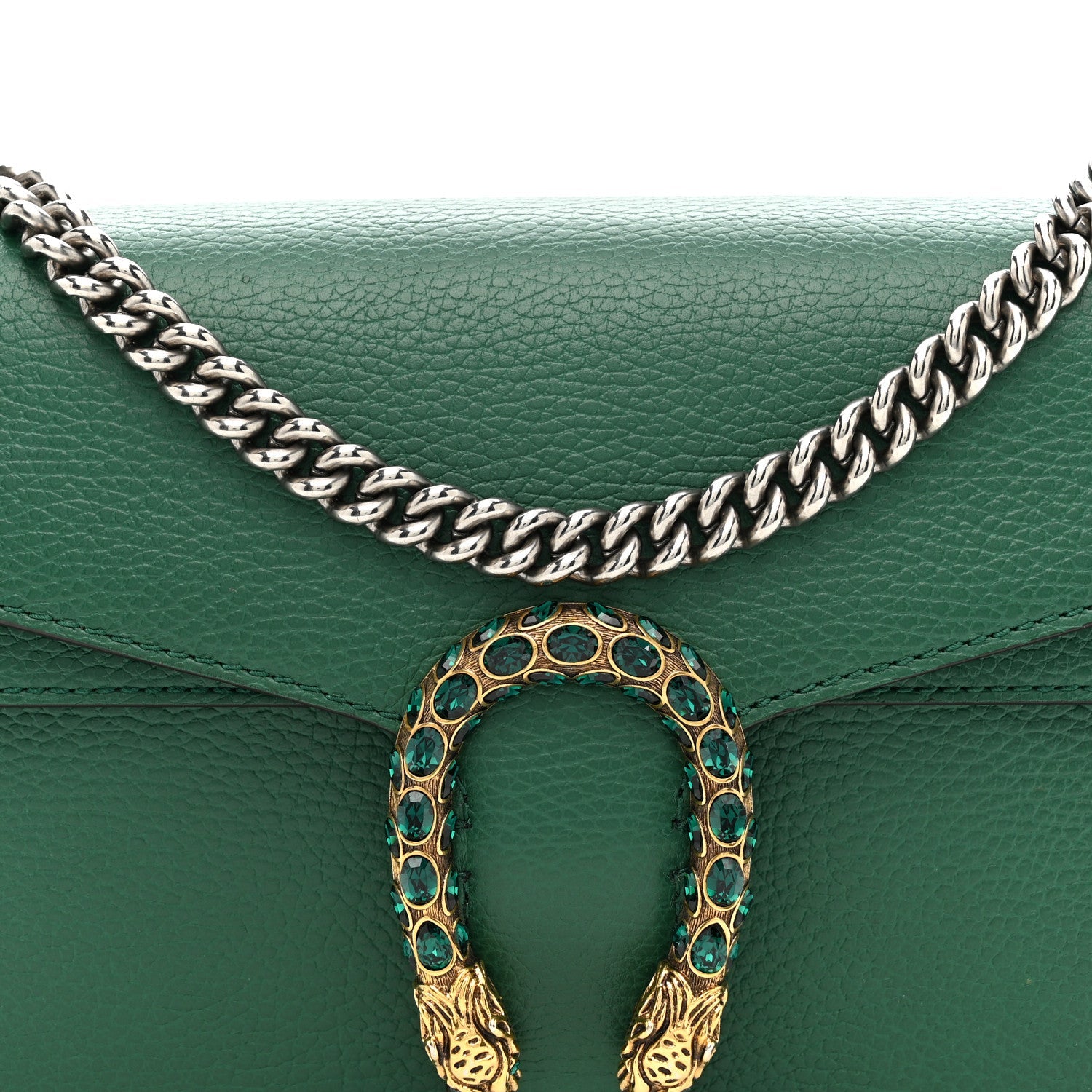 Gucci Dollar Calfskin Crystal Small Dionysus Shoulder Bag Emerald