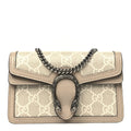 Gucci GG Supreme Monogram Textured Dollar Calfskin Super Mini Dionysus Shoulder Bag Beige Mystic White Oatmeal