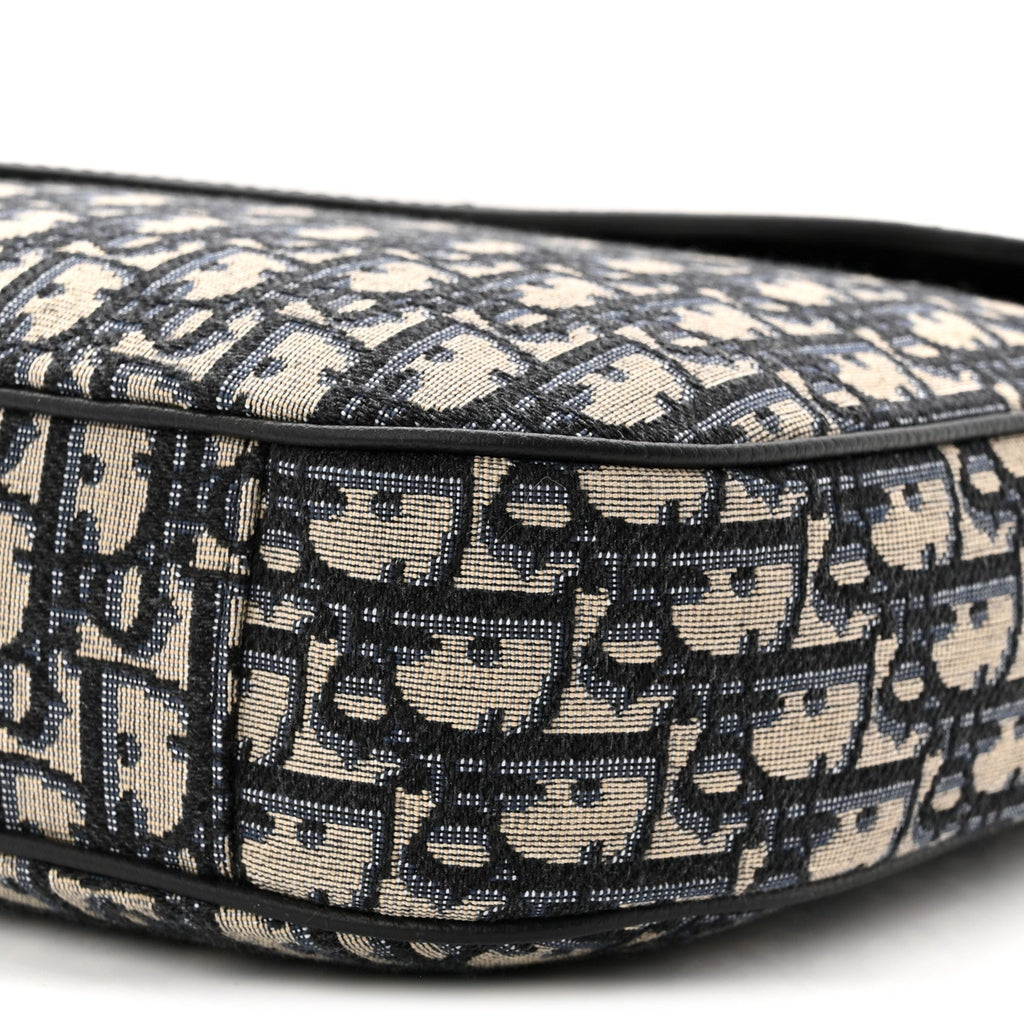 Christian Dior Grained Calfskin Oblique Saddle Messenger Black