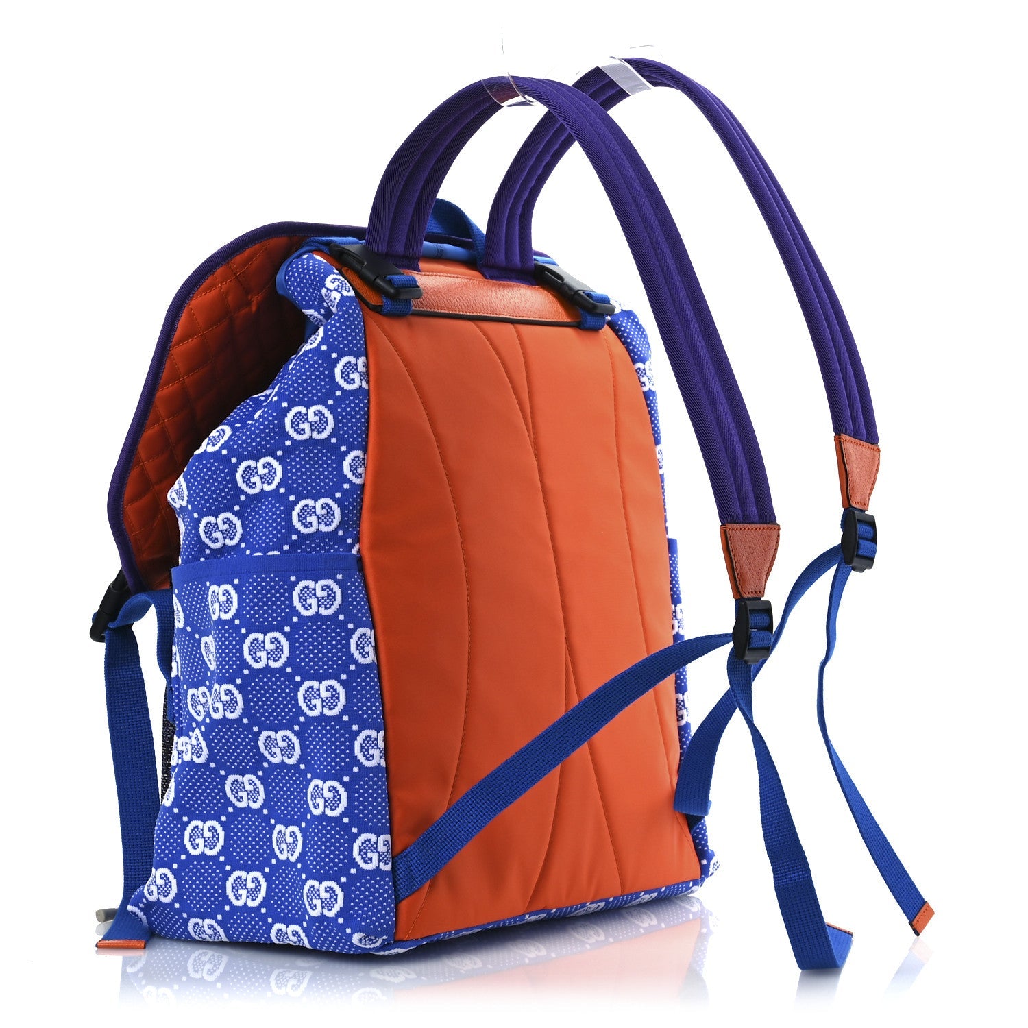Gucci Jersey GG Monogram All Over Pan Sport Double Buckle Backpack  Blue Multicolor