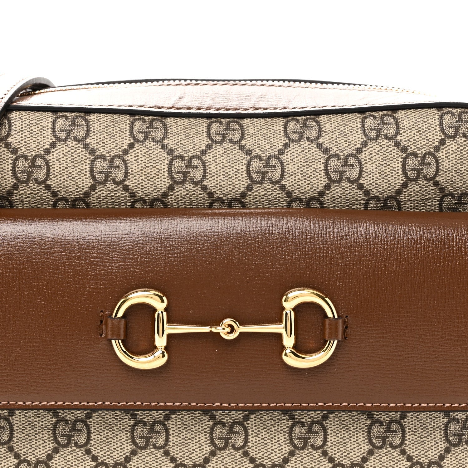 Gucci GG Supreme Monogram Small Horsebit 1955 Shoulder Bag Beige Brown Sugar