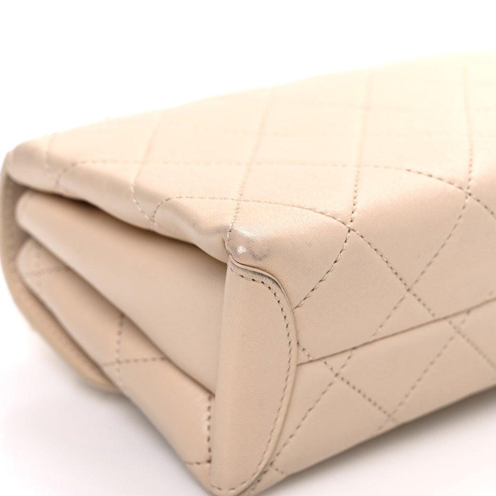 Chanel Lambskin Quilted Small Trendy Spirit Top Handle Bag Beige