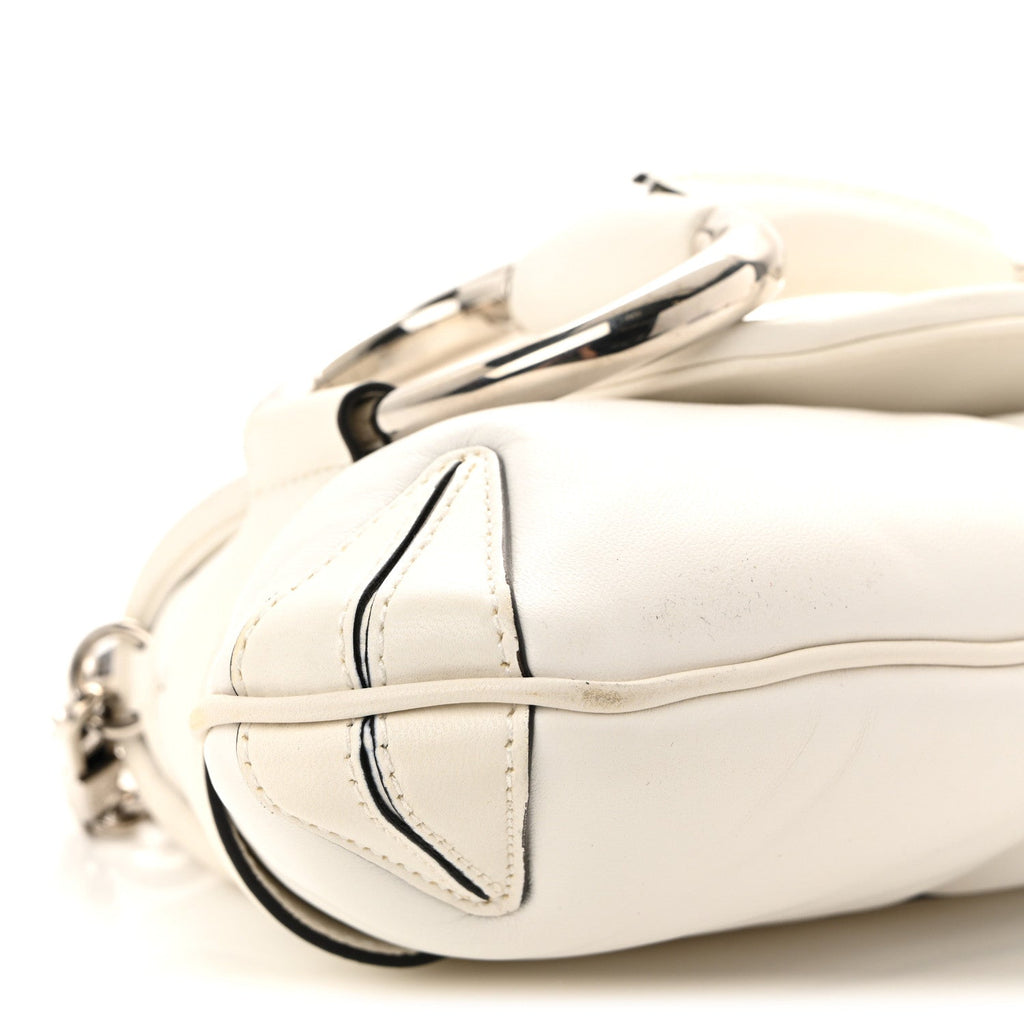 Gucci Nappa Vertical Matelasse Medium Maxi Horsebit Chain Shoulder Bag Mystic White