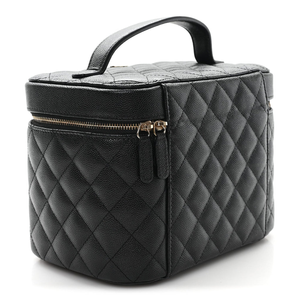 Caviar Quilted Large Vanity Pouch Black