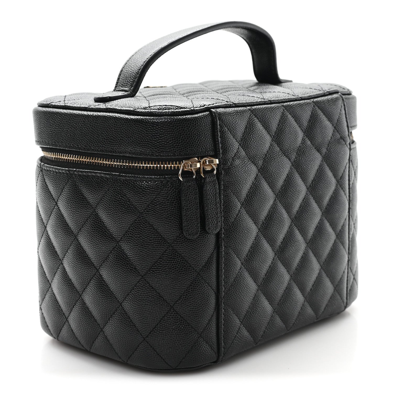 Caviar Quilted Large Vanity Pouch Black