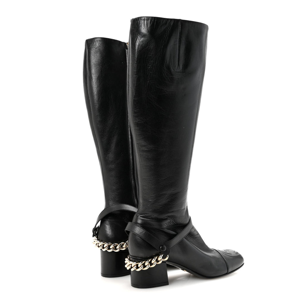 Gucci Calfskin Soho Knee Boots 36 Black