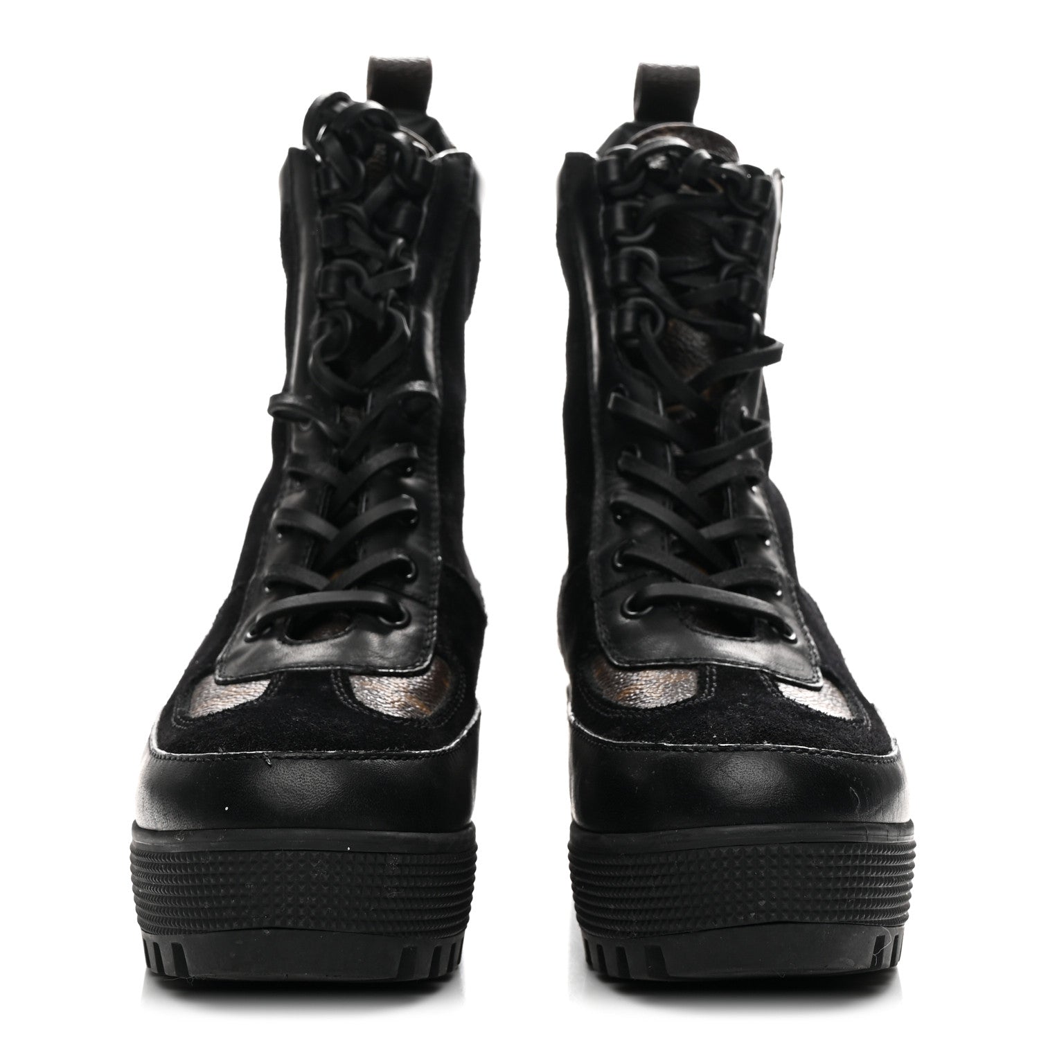 Louis Vuitton Suede Calfskin Monogram Laureate Platform Desert Boots 36 Black