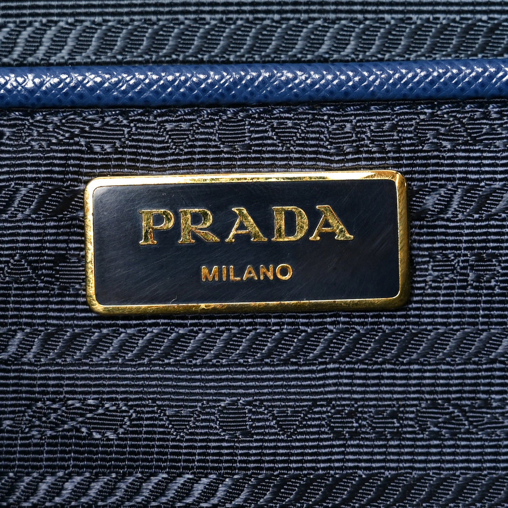 Prada Saffiano Lux Large Galleria Double Zip Tote Bluette