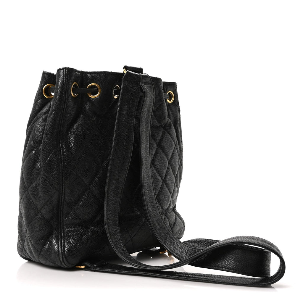 Chanel Caviar Quilted Drawstring Backpack Black