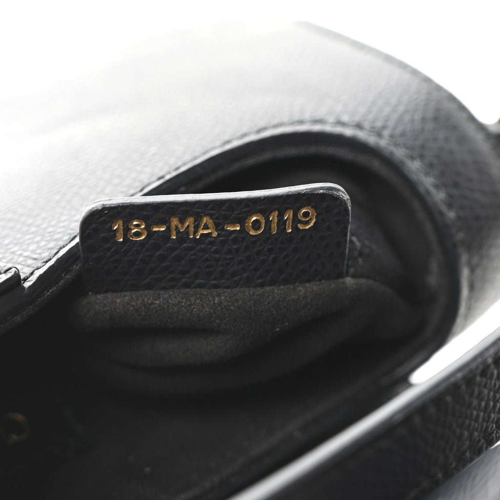 Christian Dior Grained Calfskin Mini Saddle Bag Black