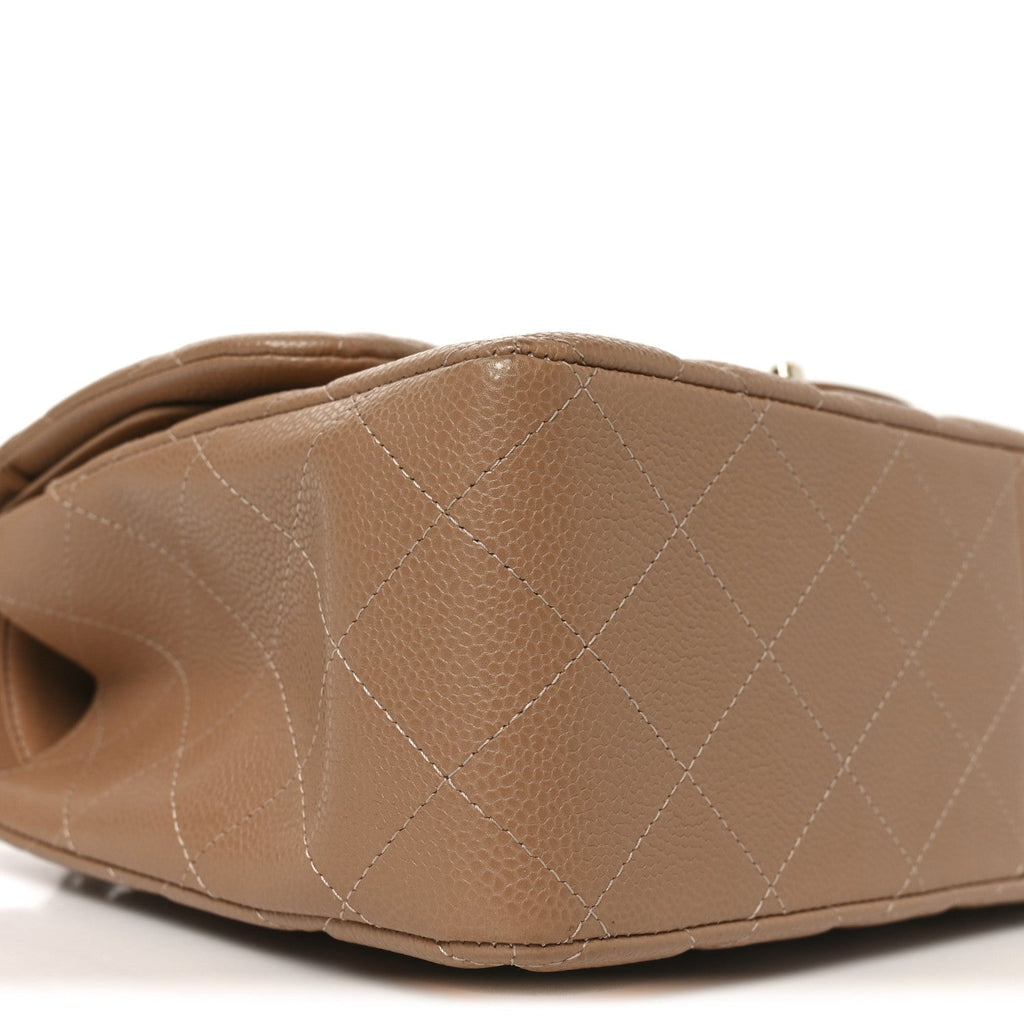 Chanel Caviar Quilted Jumbo Double Flap Beige