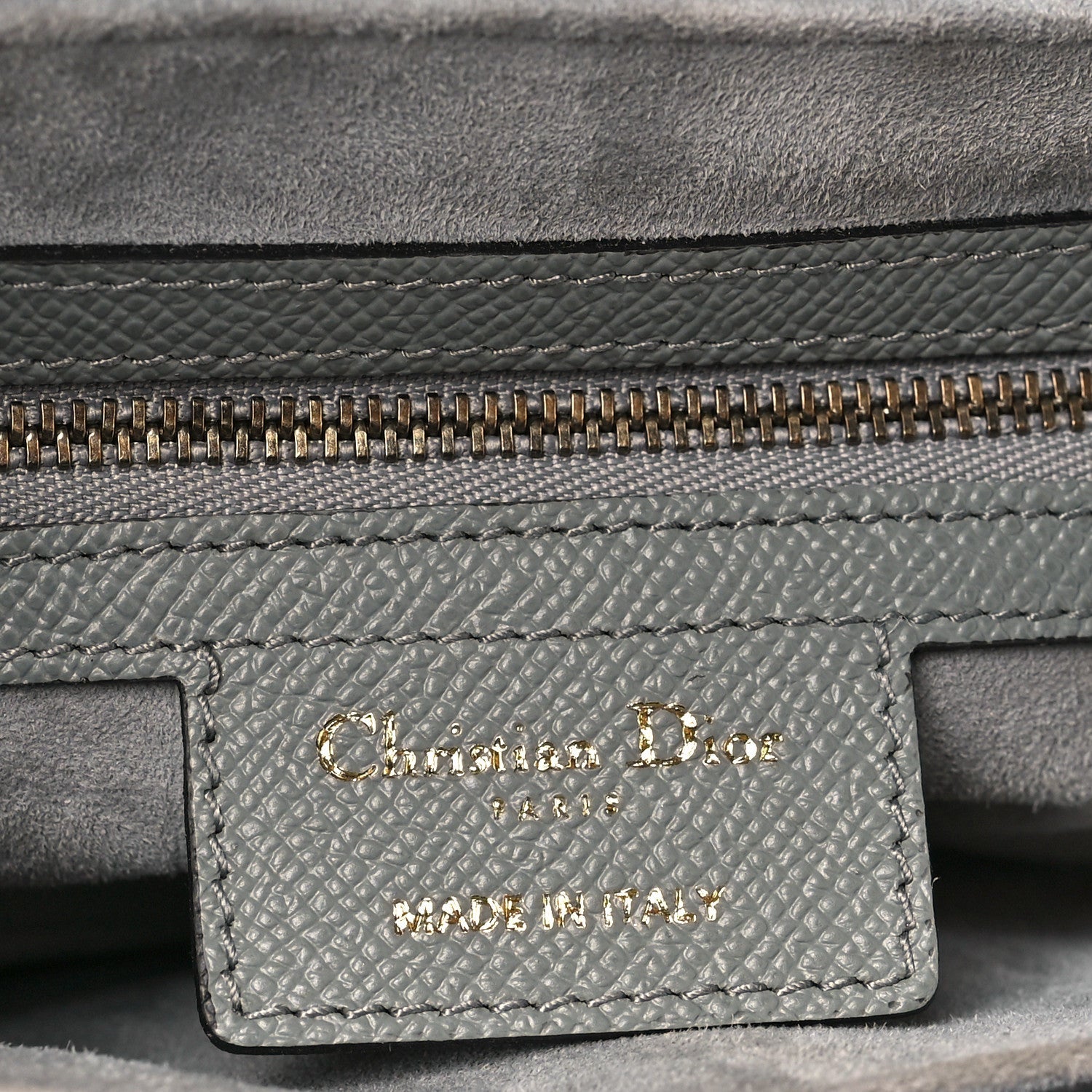 Christian Dior Grained Calfskin Saddle Bag Grey Stone