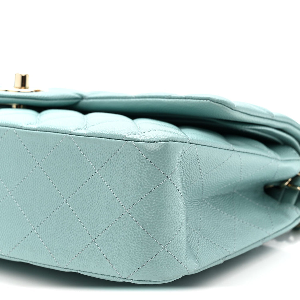 Chanel Caviar Quilted Medium Double Flap Light Blue