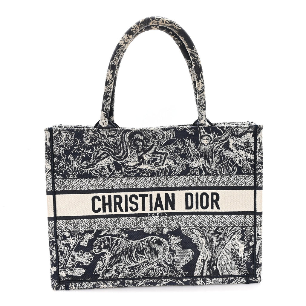 Christian Dior Canvas Embroidered Medium Dioriviera Toile De Jouy Reverse Book Tote Blue
