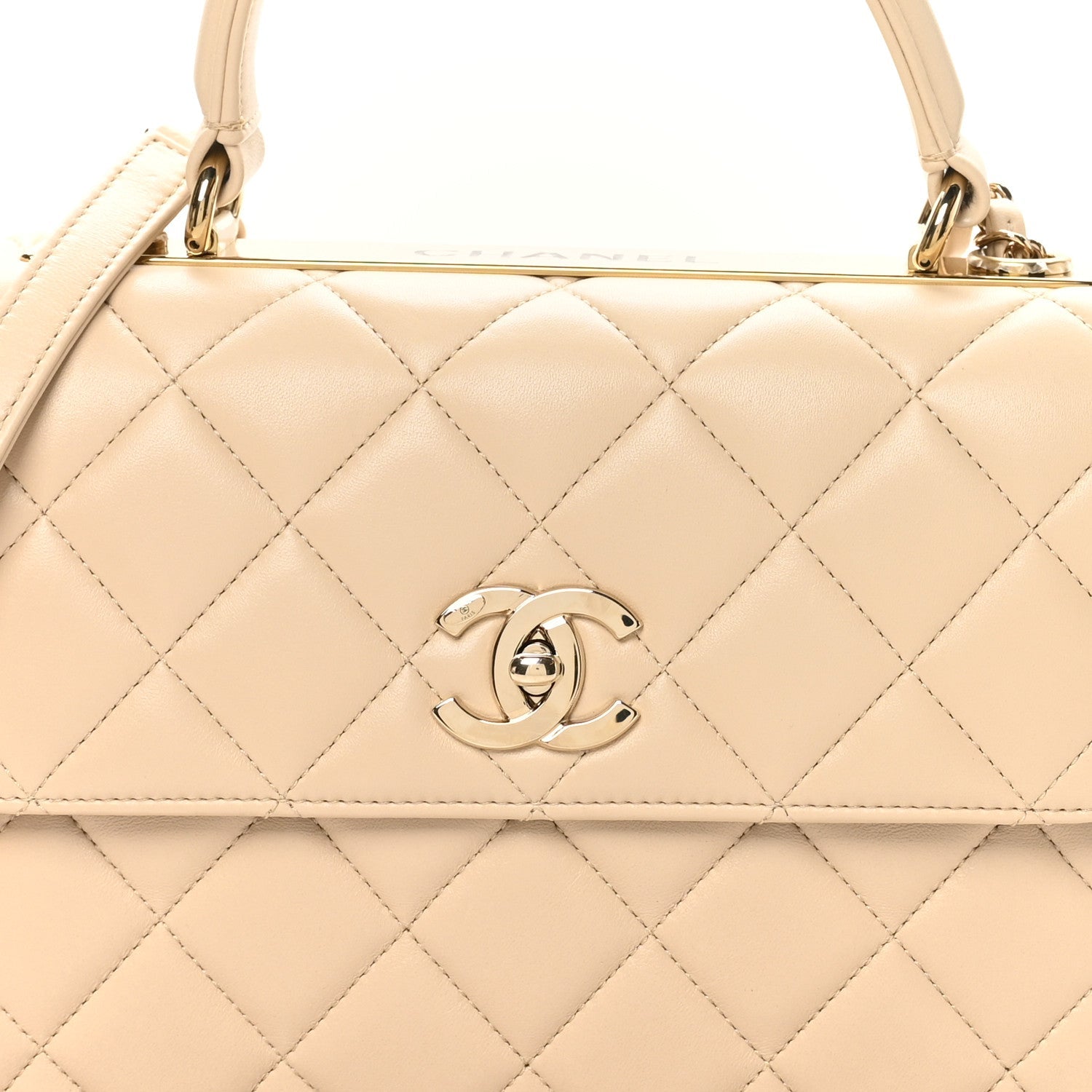 Chanel Lambskin Quilted Small Trendy CC Dual Handle Flap Bag Light Beige