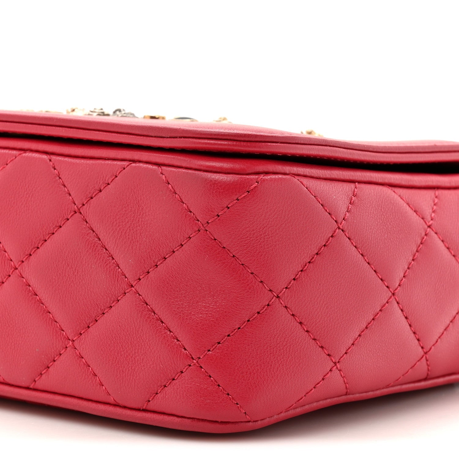 Chanel Lambskin Quilted Lucky Charms CC Crossbody Messenger Flap Red