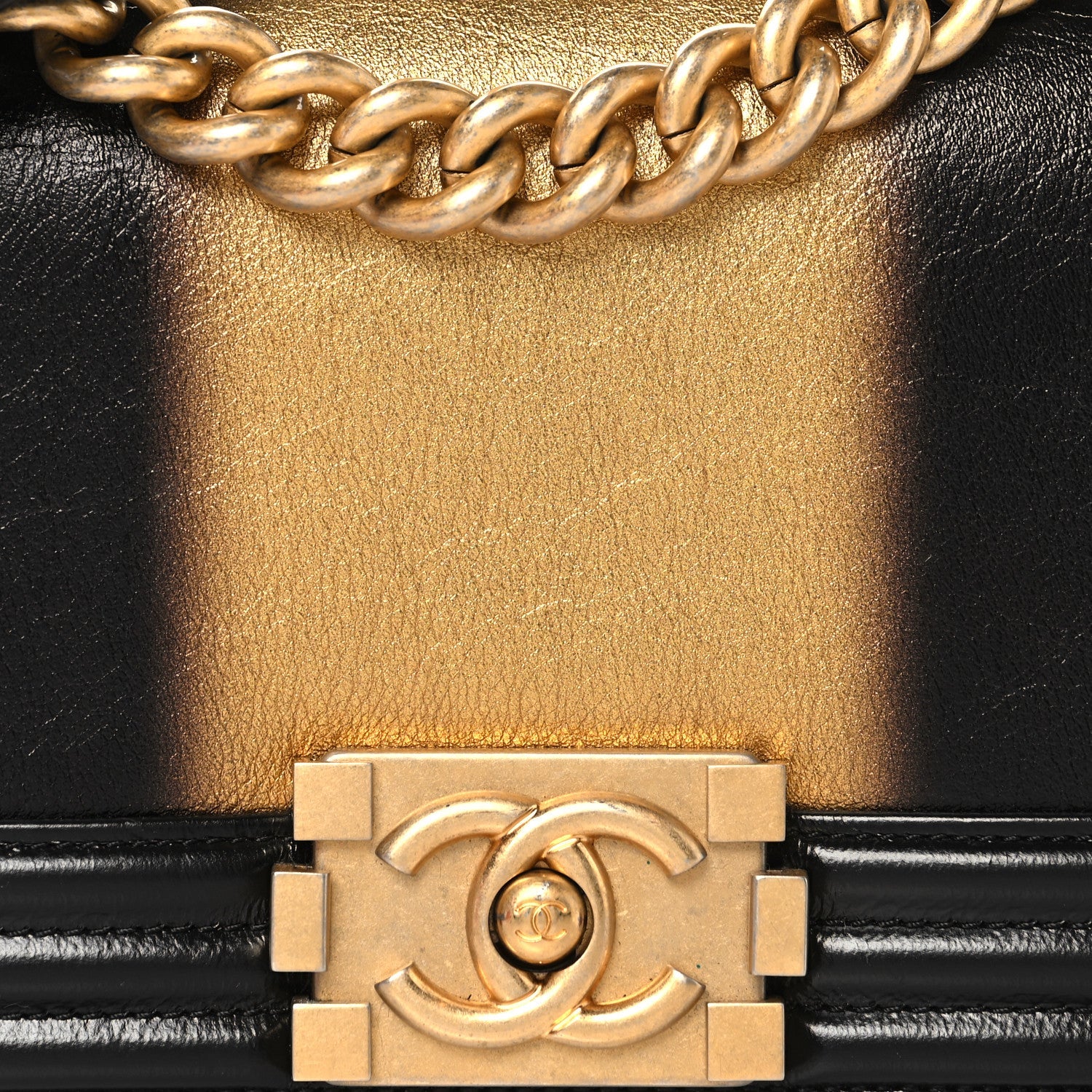 Chanel Metallic Glazed Calfskin Small Boy Flap Black Gold